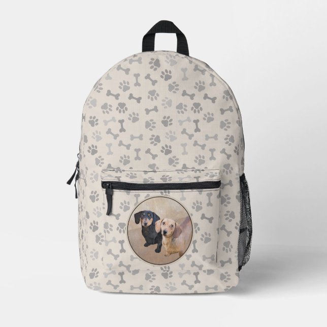 Dachshund (Smooth) Painting - Original Dog Art Printed Backpack (Front)