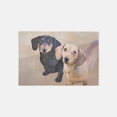 Dachshund Smooth Painting _ Original Dog Art Rug