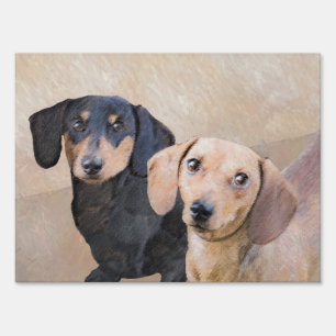 Dachshund (Smooth) Painting - Original Dog Art Sign
