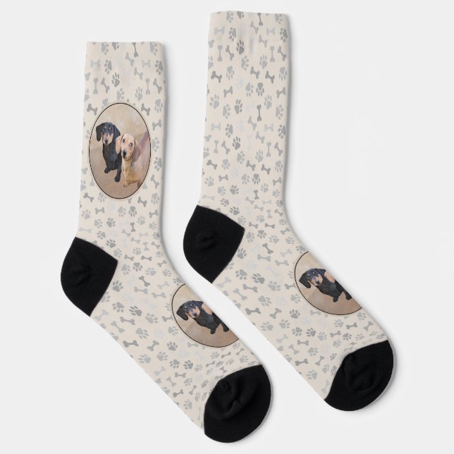 Dachshund (Smooth) Painting - Original Dog Art Socks (Right)