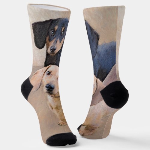 Dachshund Smooth Painting _ Original Dog Art Socks