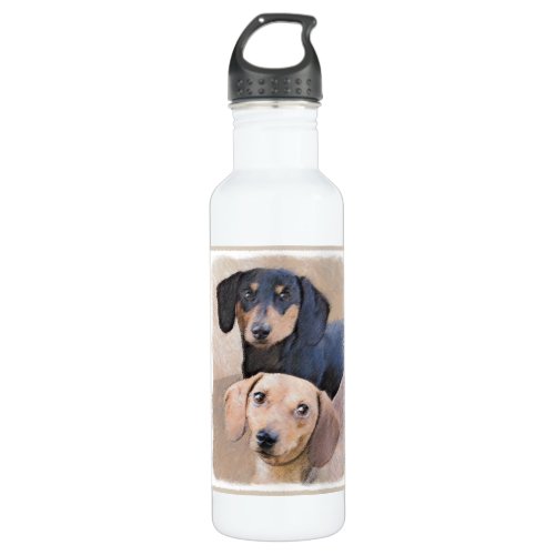 Dachshund Smooth Painting _ Original Dog Art Stainless Steel Water Bottle