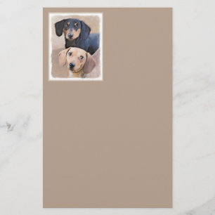 Dachshund (Smooth) Painting - Original Dog Art Stationery