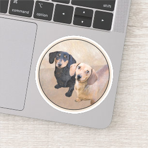 Dachshund (Smooth) Painting - Original Dog Art Sticker