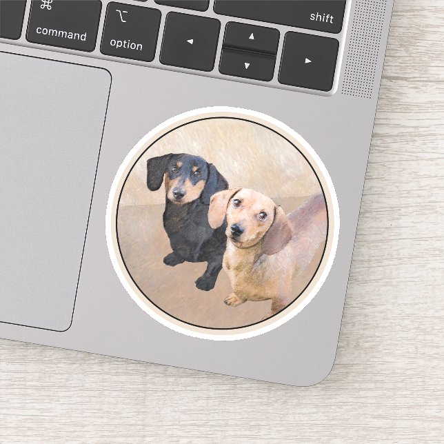 Dachshund (Smooth) Painting - Original Dog Art Sticker (Detail)