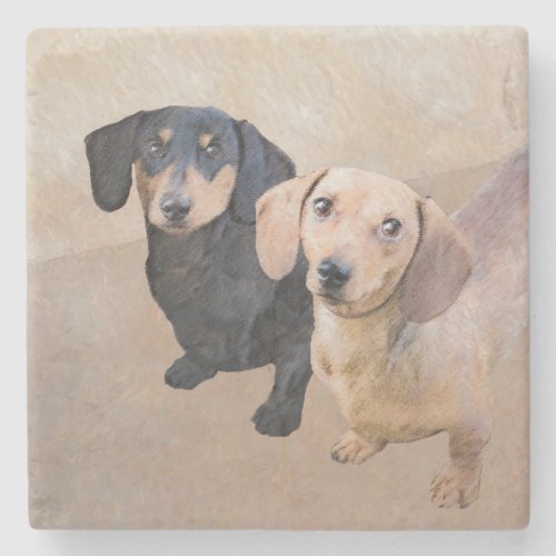 Dachshund Smooth Painting _ Original Dog Art Stone Coaster