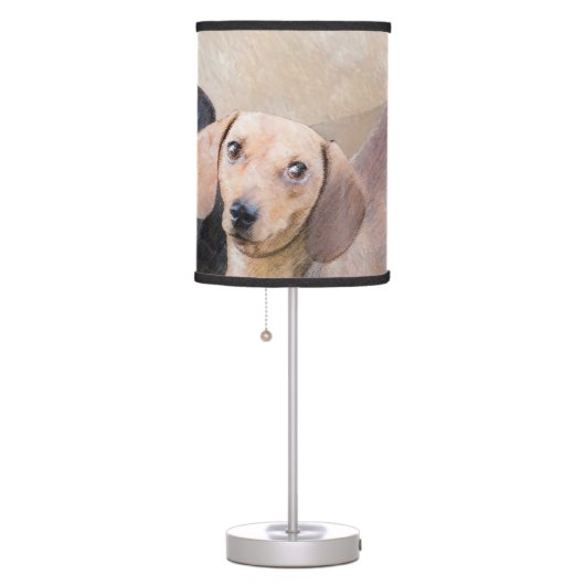 Dachshund (Smooth) Painting - Original Dog Art Table Lamp (Right)