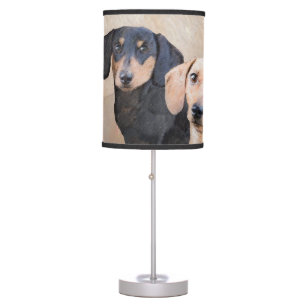 Dachshund (Smooth) Painting - Original Dog Art Table Lamp