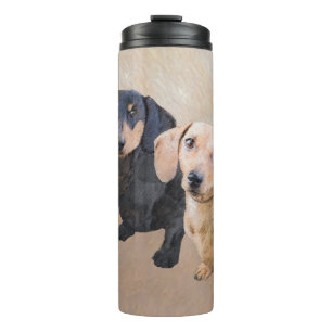 Dachshund (Smooth) Painting - Original Dog Art Thermal Tumbler