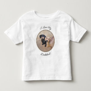 Dachshund (Smooth) Painting - Original Dog Art Toddler T-shirt