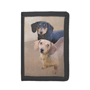 Dachshund (Smooth) Painting - Original Dog Art Tri-fold Wallet