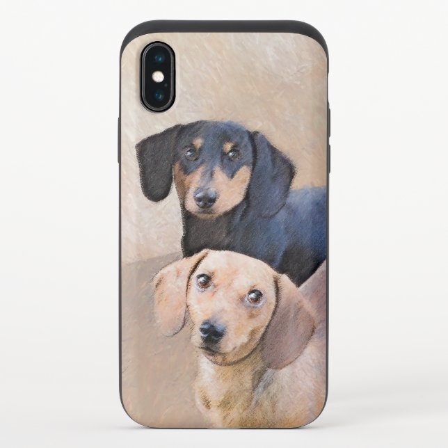 Dachshund (Smooth) Painting - Original Dog Art Uncommon iPhone Case (Back)