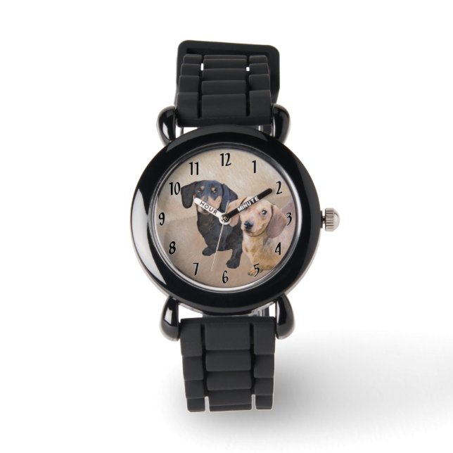 Dachshund (Smooth) Painting - Original Dog Art Watch (Front)
