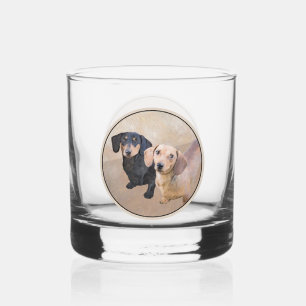 Dachshund (Smooth) Painting - Original Dog Art Whiskey Glass