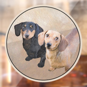 Dachshund (Smooth) Painting - Original Dog Art Window Cling
