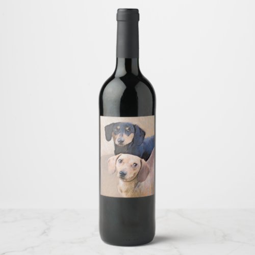 Dachshund Smooth Painting _ Original Dog Art Wine Label
