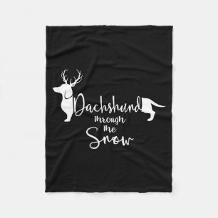 Dachshund Snow Cute Wiener Weiner Dog Owner Christ Fleece Blanket