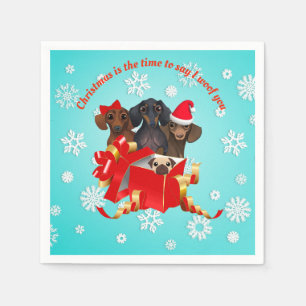 Dachshund Snow Flake Christmas Paper Napkins