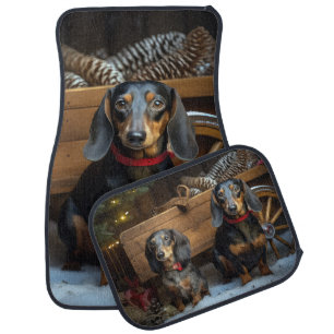 Dachshund Snowy Sleigh Christmas Decor Car Floor Mat