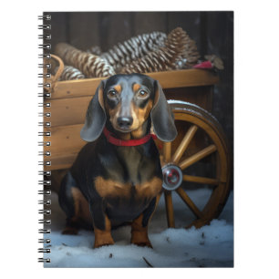 Dachshund Snowy Sleigh Christmas Decor Notebook