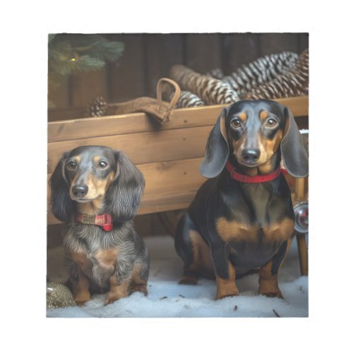 Dachshund Snowy Sleigh Christmas Decor Notepad