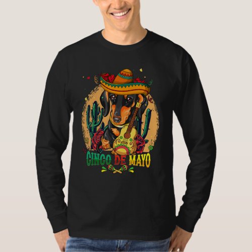 Dachshund Sombrero Cinco De Mayo Mexican Dog Men W T_Shirt