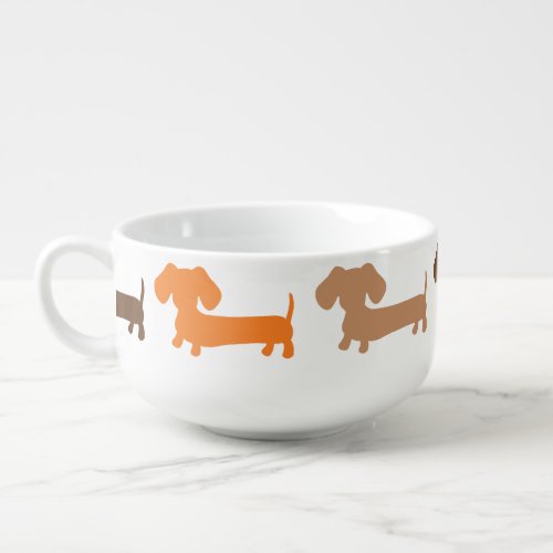 Dachshund Soup Bowl Mug in Browns and Rust
