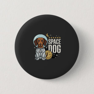 Dachshund Space Dog Astronaut Vector Button