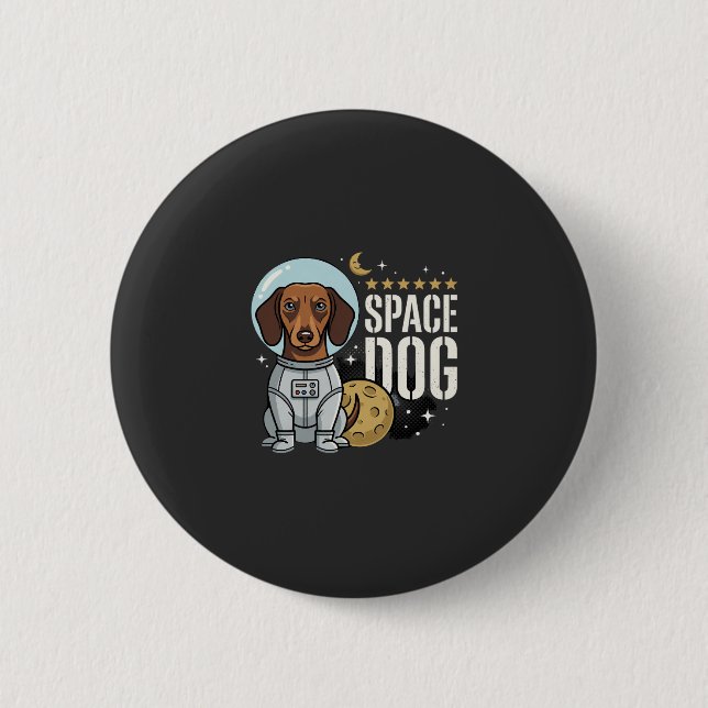 Dachshund Space Dog Astronaut Vector Button (Front)