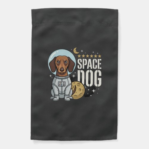 Dachshund Space Dog Astronaut Vector Garden Flag