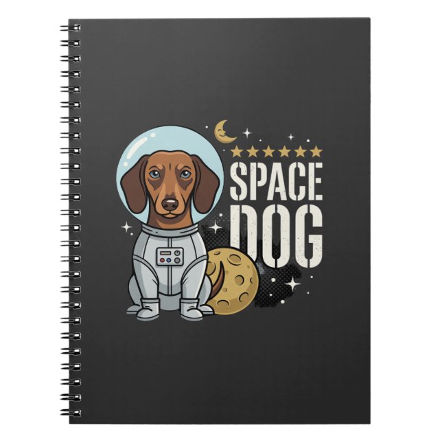 Dachshund Space Dog Astronaut Vector Notebook (Front)