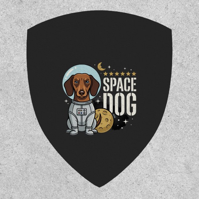 Dachshund Space Dog Astronaut Vector Patch (Front)
