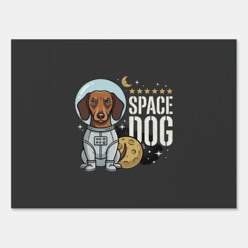 Dachshund Space Dog Astronaut Vector Sign