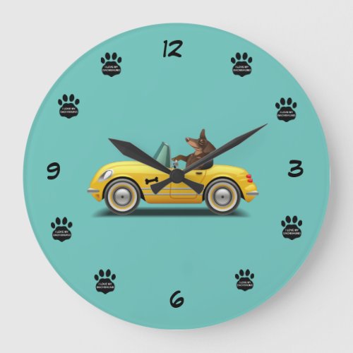Dachshund Sports Car Driver Clock