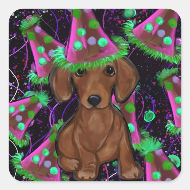 Dachshund            square sticker (Front)