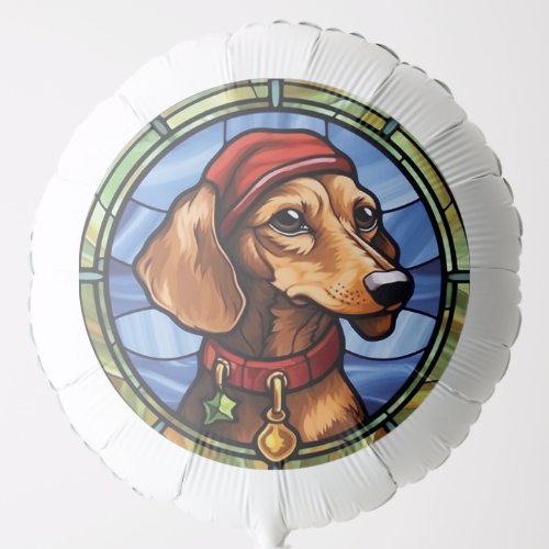 Dachshund Stained Glass Christmas Balloon