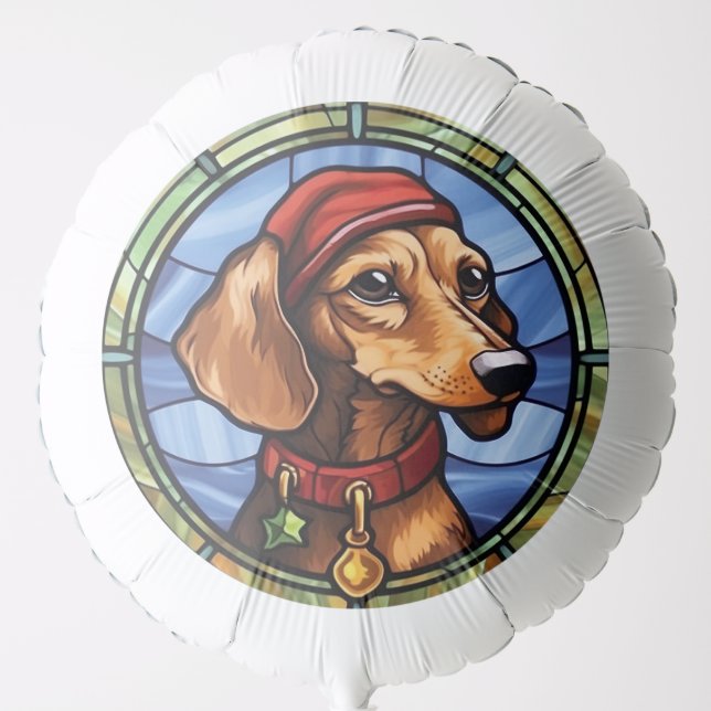 Dachshund Stained Glass Christmas Balloon (Front)