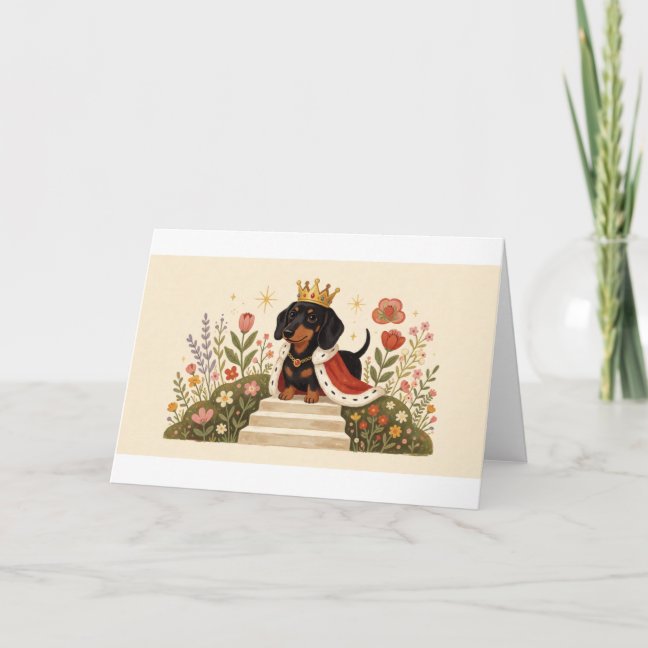 Dachshund Staircase King Greeting Card