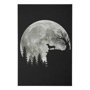 Dachshund Standing On Mountain Moonlight Halloween Faux Canvas Print