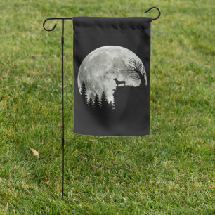 Dachshund Standing On Mountain Moonlight Halloween Garden Flag