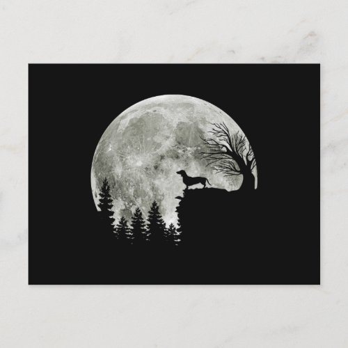 Dachshund Standing On Mountain Moonlight Halloween Postcard