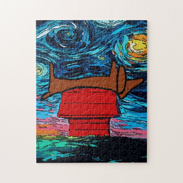 Dachshund Starry Night on roof Jigsaw Puzzle (Vertical)
