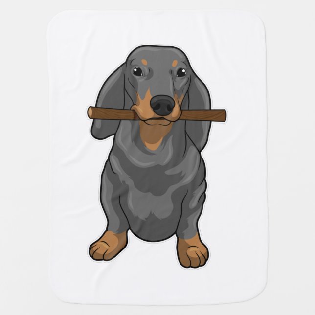 Dachshund Stick Baby Blanket (Front)