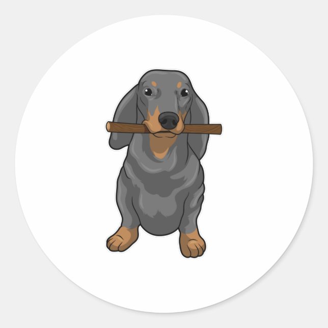 Dachshund Stick Classic Round Sticker (Front)
