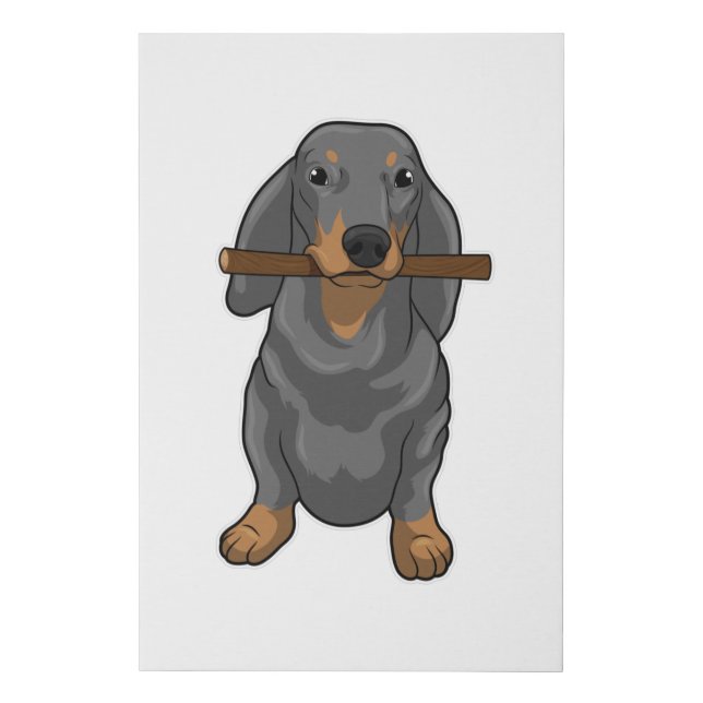 Dachshund Stick Faux Canvas Print (Front)