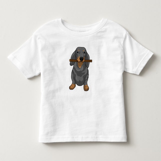 Dachshund Stick Toddler T-shirt (Front)