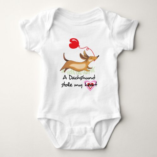 Dachshund stole heart baby bodysuit