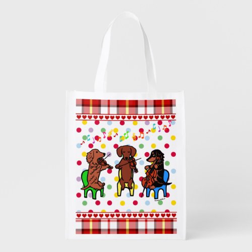 Dachshund String Trio Grocery Bag