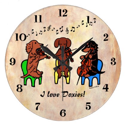 Dachshund String Trio Large Clock
