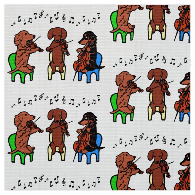 Dachshund String Trio Musician Fabric (Swatch)